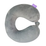 VIAGGI U Shape Round Memory Foam Soft Travel Neck Pillow for Neck Pain Relief Cervical Orthopedic Use Comfortable Neck Rest Pillow - Grey